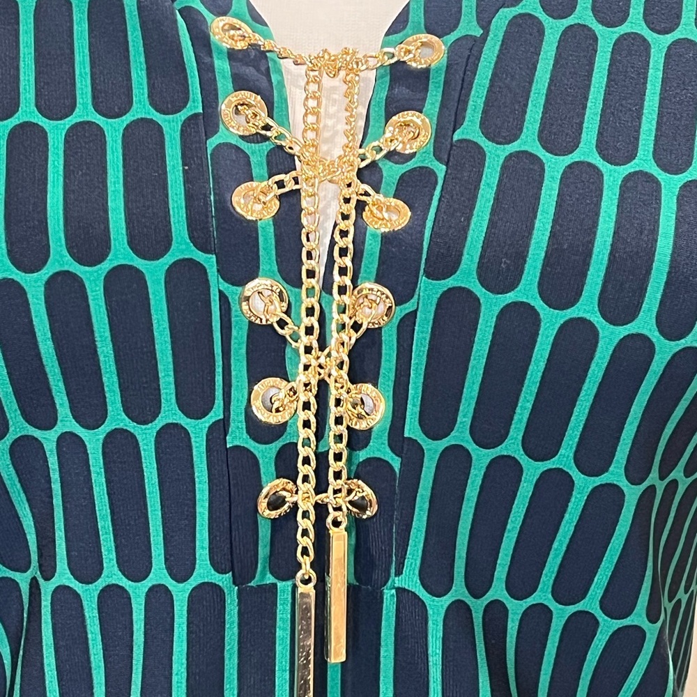 Michael Kors Green and Black Geometric Dress. - Picture 4 of 5